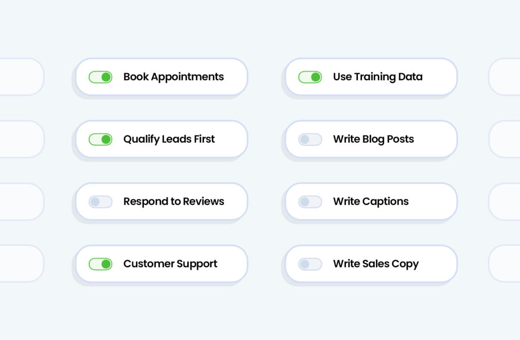 Graphic showing the ways AI can be integrated in our crm for coworking space operators