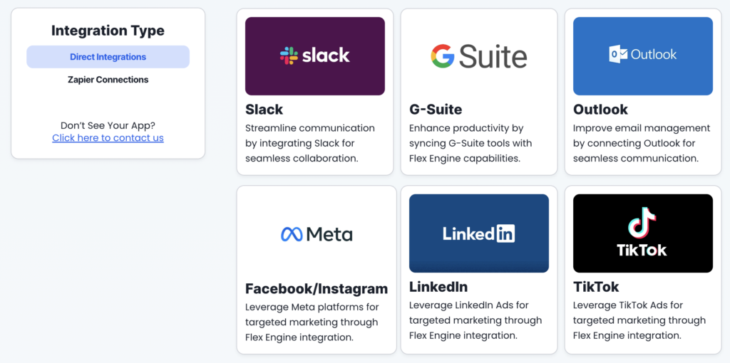 Some of the integrations available in our coworking CRM